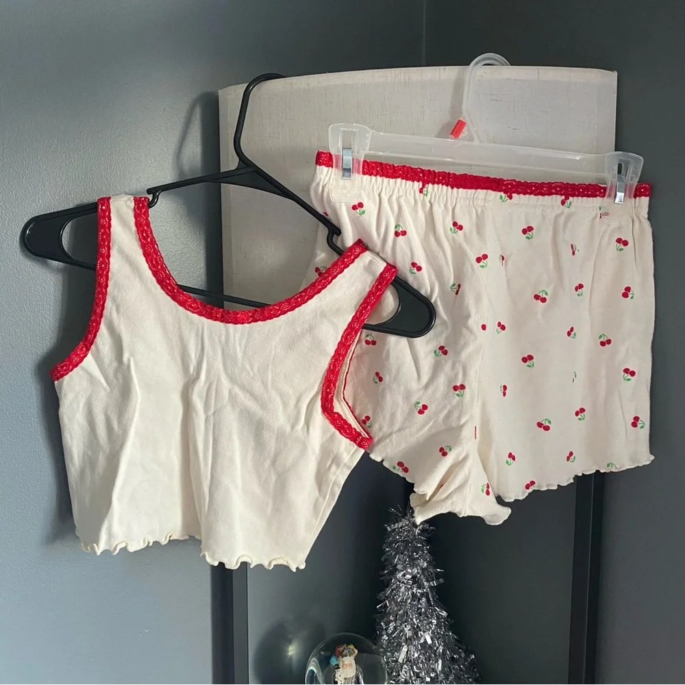 Cherry print matching set